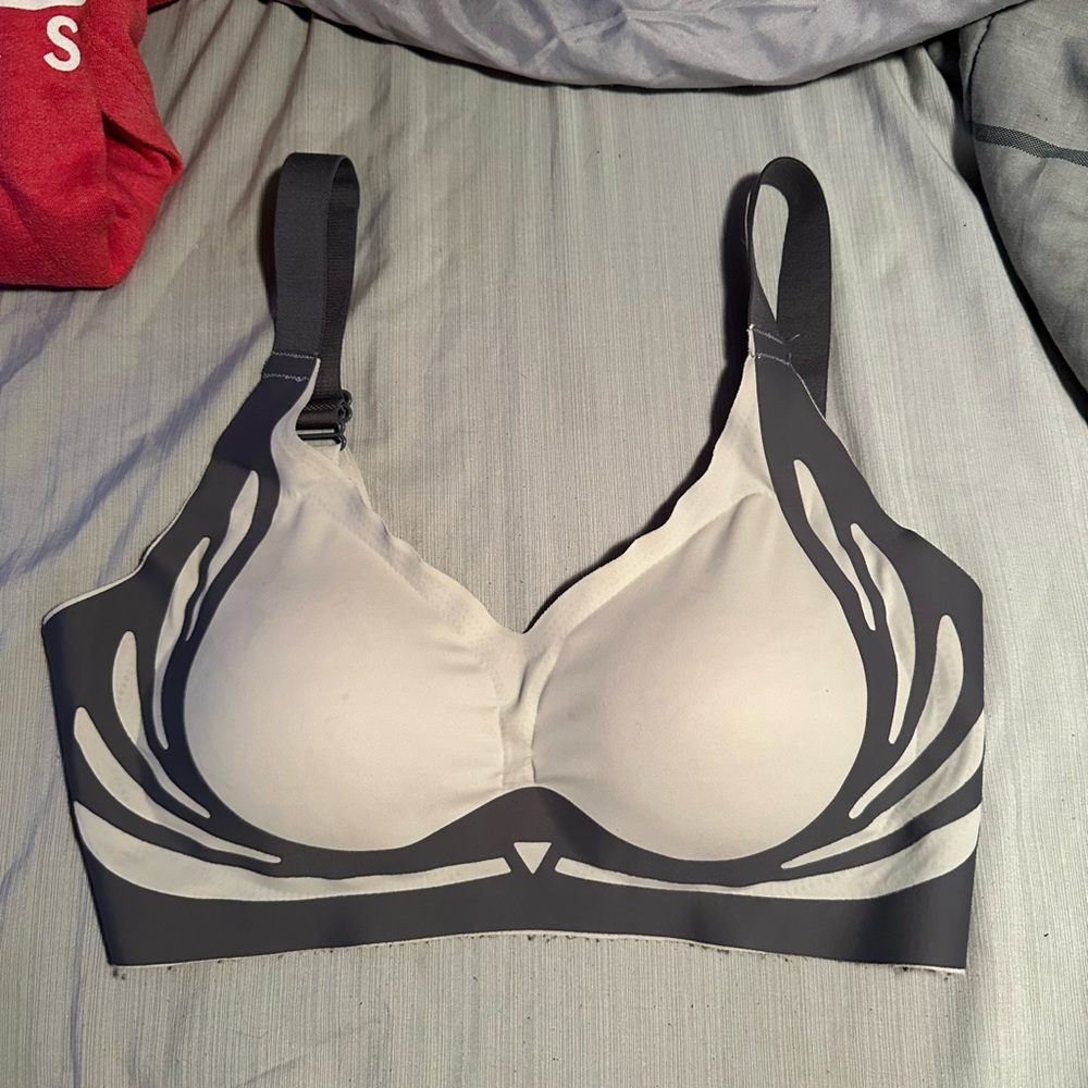 Stylish Gray and Cream Women's Bra